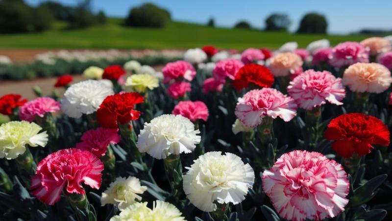 carnation-flower-field-with-plant-leaves-433465