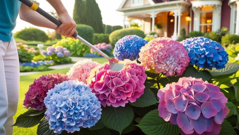 1_Hydrangea-plants-fertilizing-by-human-with-fertilizer-tool-without-sowing-face-in-beautiful-house-background-3322