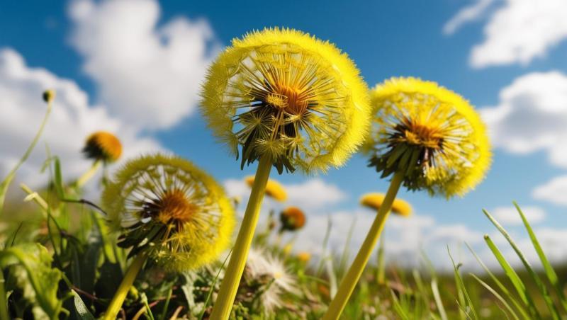 Beautiful-Dandelion-flowers-with-sky-and-natural-background-43243