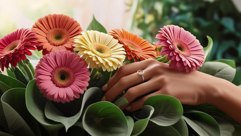 beautiful-colored-gerbera-flowers-with-dense-greenary-65023333