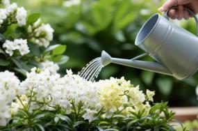 White-and-light-color-jasmine-plants-watering-4543 White-and-light-color-jasmine-plants-watering-4543
