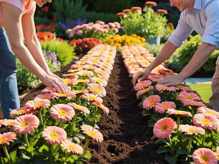 Beautiful-gerbera-planting-in-row-soil-6544