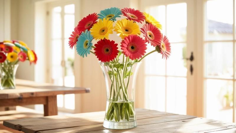 Multi-gerbera-flowers-with-thin-long-glass-vase-356434