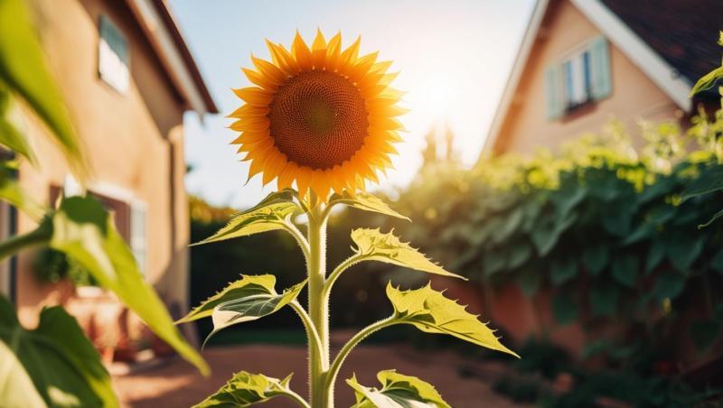Joyful-sunflower-plant-which-is-placed-backyard-of-the-house-234