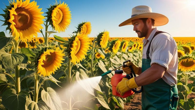 Pesticides-for-sunflower-crops-with-human-without-sawing-face-and-pesticide-tool