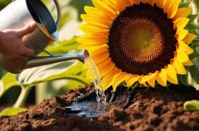 Beautiful-sunflower-plant-which-is-watering-in-below-part-of-plant-by-watering-tool Beautiful-sunflower-plant-which-is-watering-in-below-part-of-plant-by-watering-tool